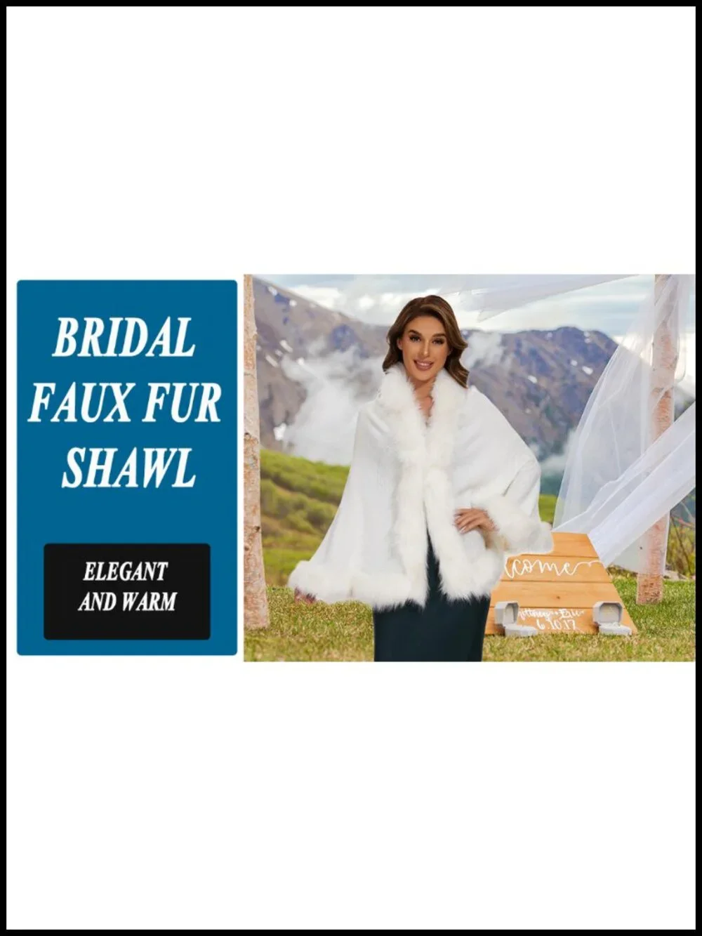 Faux Fur Wrap Shawl for Women Bridal Wedding Cape Evening Party Winter Warm