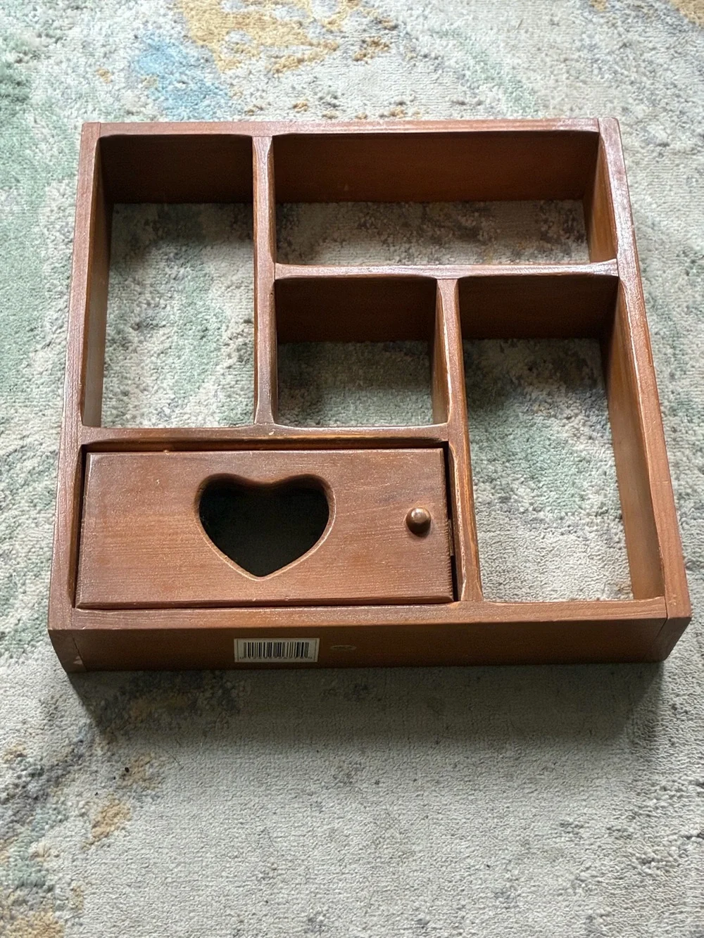 Rustic Wooden Shadow Box w/ Heart Cutout Hinged Door