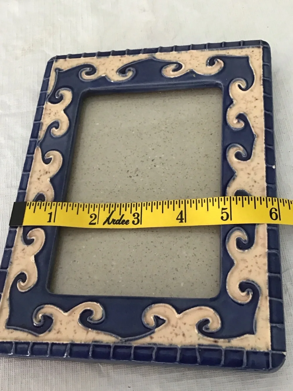 Handcrafted Blue and Cream Ceramic Photo Frame #194