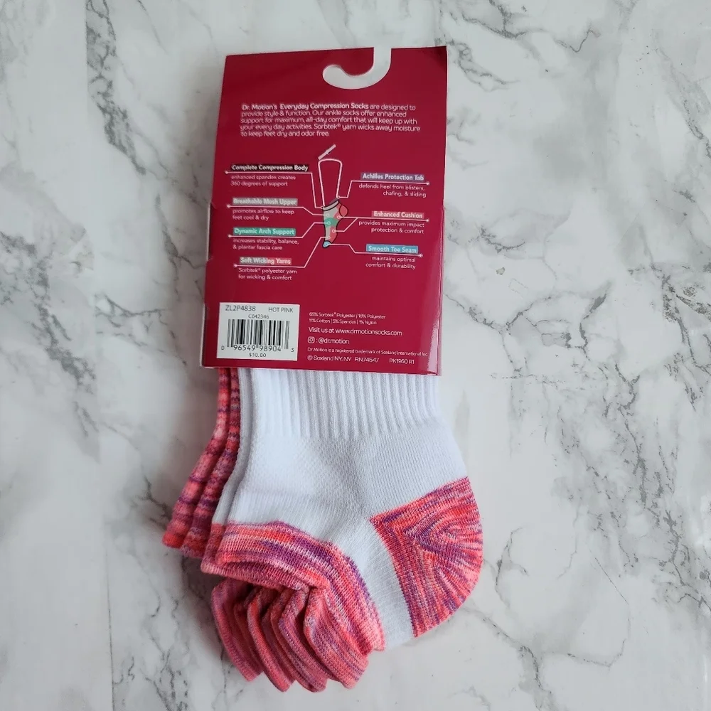 Dr. Motion Compression Ankle Socks 4 Pairs Size Socks 9–11 Shoe 4-10