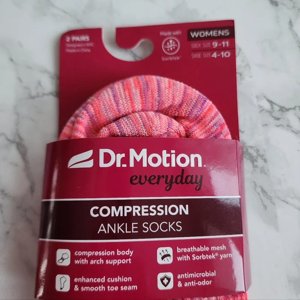 Dr. Motion Compression Ankle Socks 4 Pairs Size Socks 9–11 Shoe 4-10