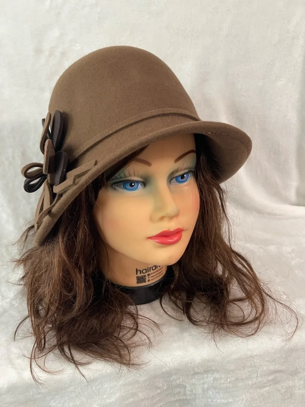 NWT Vintage Boho  Scala Wool Brown Hat flapper flower and adjustable size