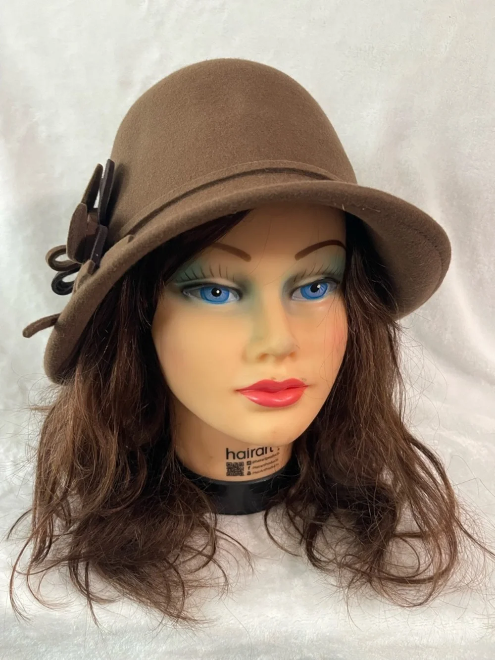 NWT Vintage Boho  Scala Wool Brown Hat flapper flower and adjustable size