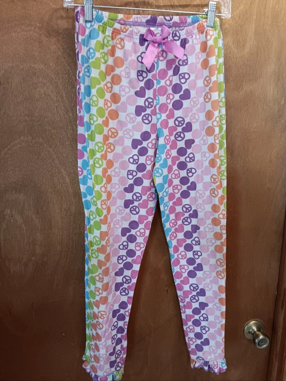 Girls Rainbow Peace Sign Pajama Pants