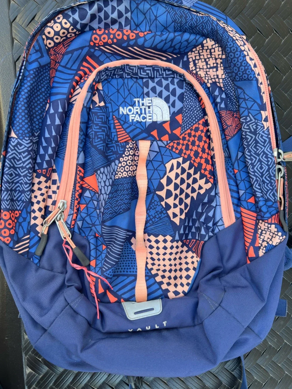 The North Face Blue & Coral Patterned Vault Backpack