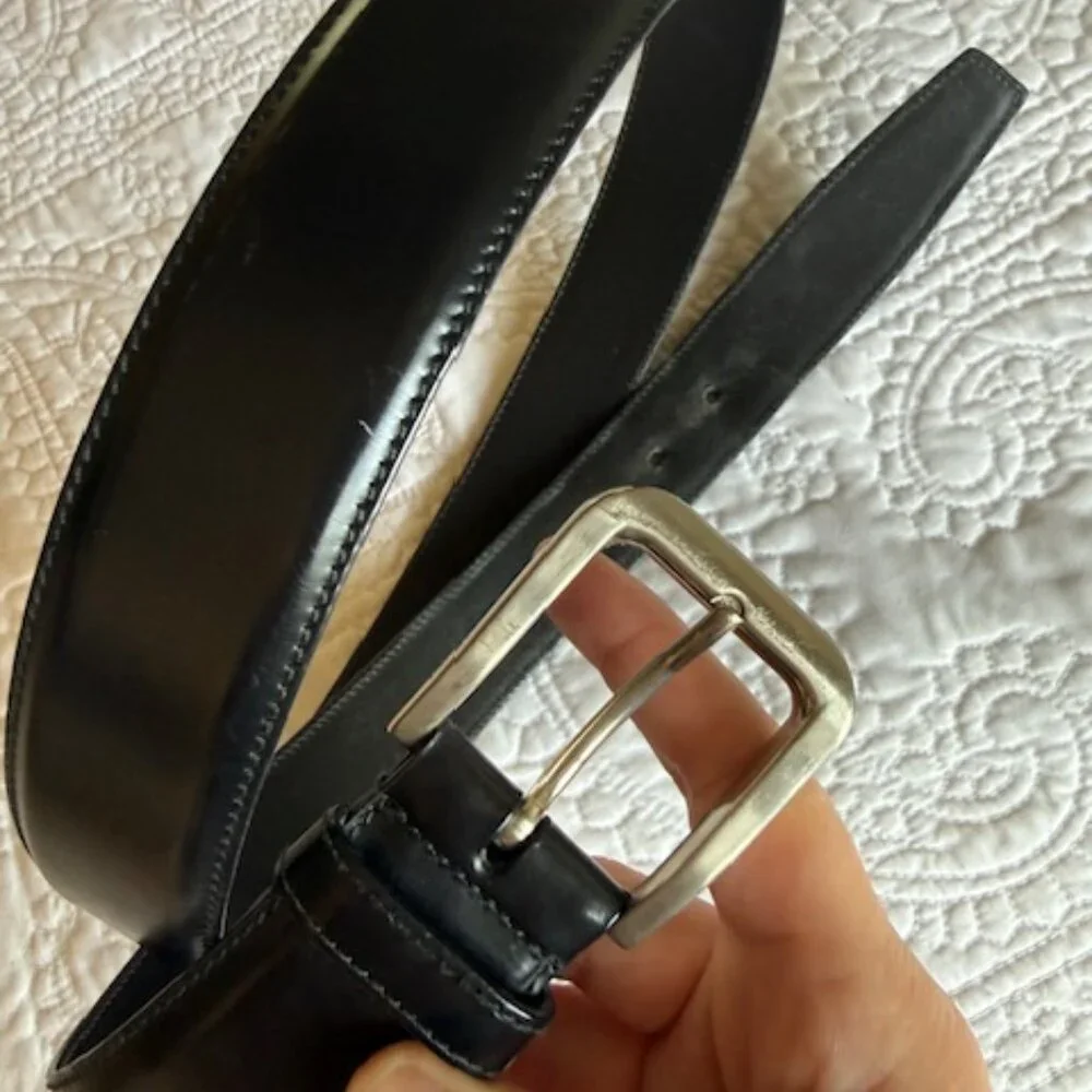 men prada leather black belt size42