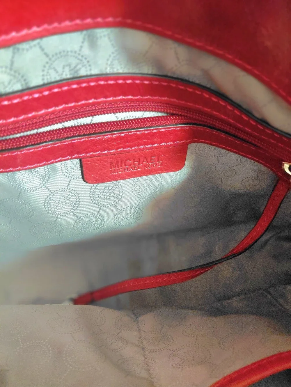 Michael Kors Hamilton Hippie Grommet Red Quilted Leather Satchel Chain Strap