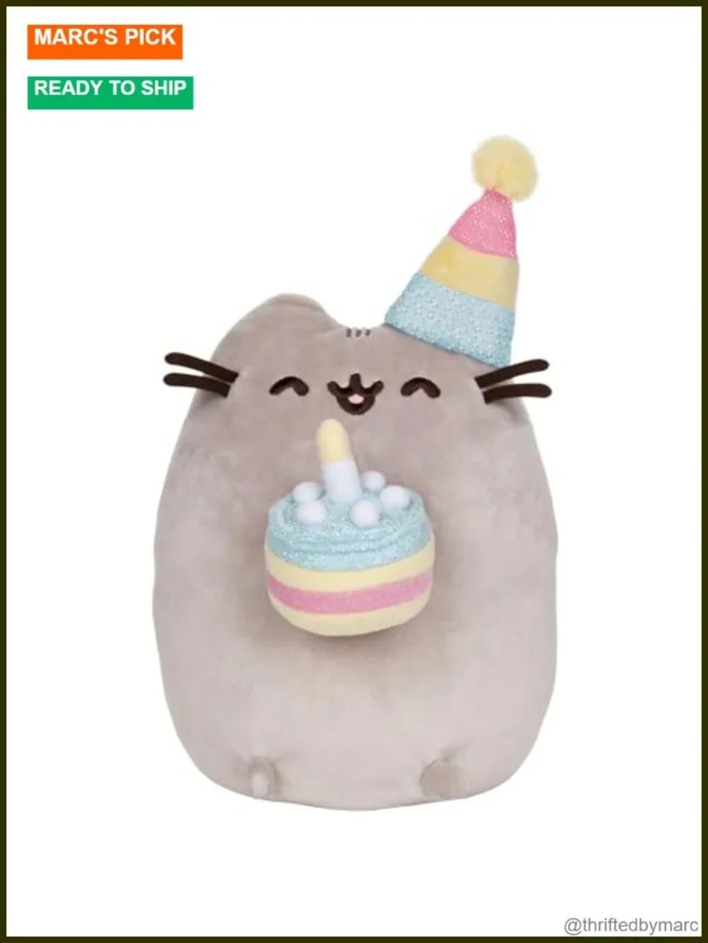 Pusheen Birthday Cake Snackable Plush 9.5in GUND Soft Huggable Kawaii Cat