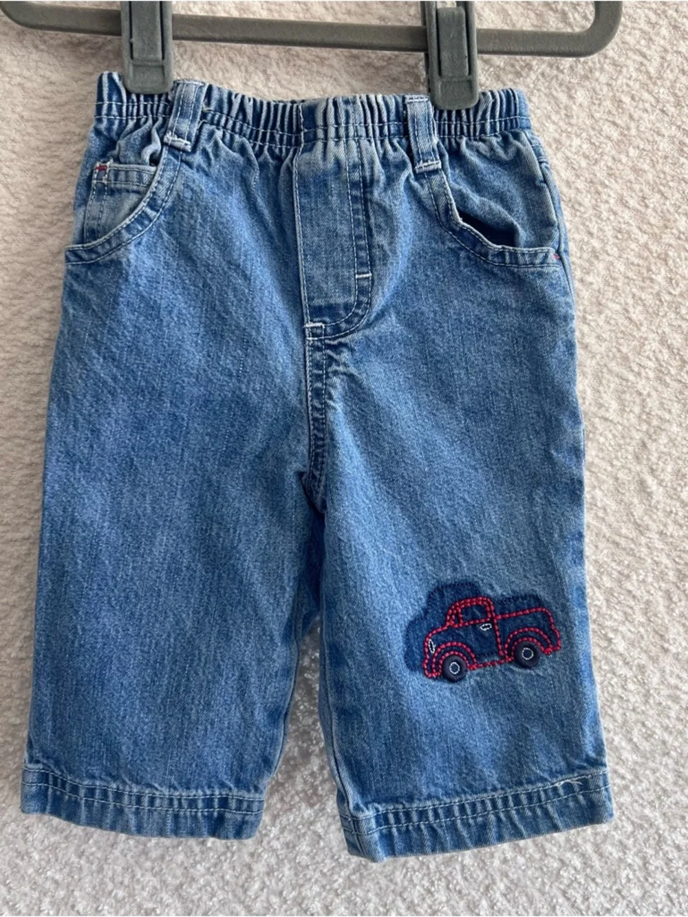 Osh Kosh B’Gosh Vintage Retro Baby Blue Denim Embroidered Jeans‎ Size 3-6 Months