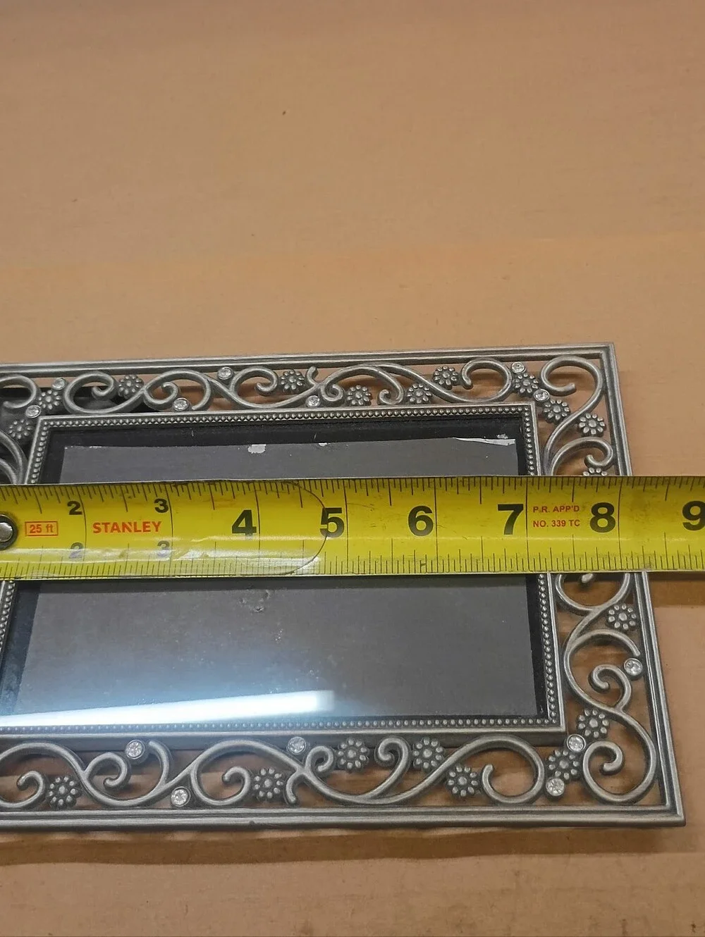 Jeweled Heirloom Faux Silver With Rhinestones Photo Frame For 4x6” Photos