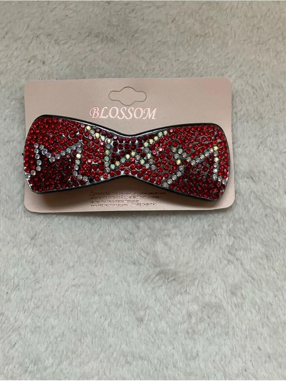 Blossom Red Rhinestone Bow Hair Clip