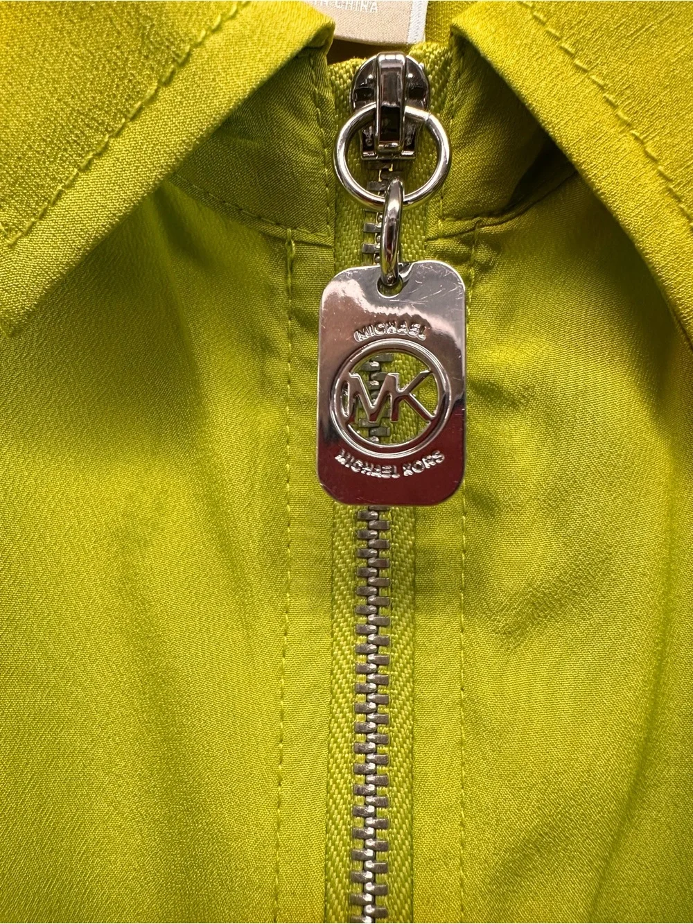 Michael Kors Chartreuse Zip-Front Blouse