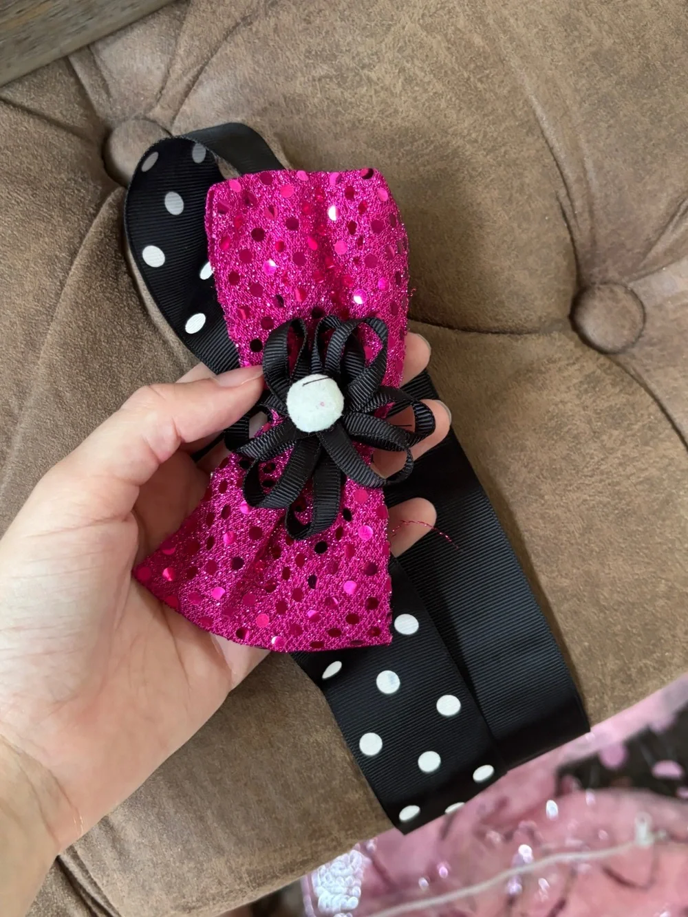 Black & Hot Pink Polka Dot Girls Costume