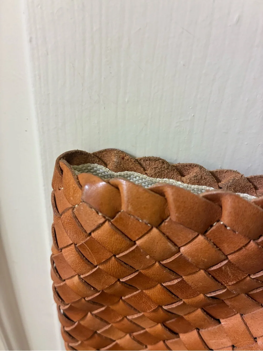 MILANER Elena Handwoven Leather Tote Bag Basket Shopper NWOT