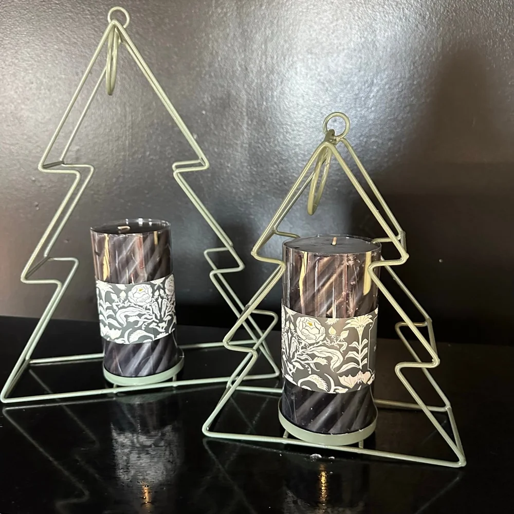 Green Christmas Tree Candle Holders