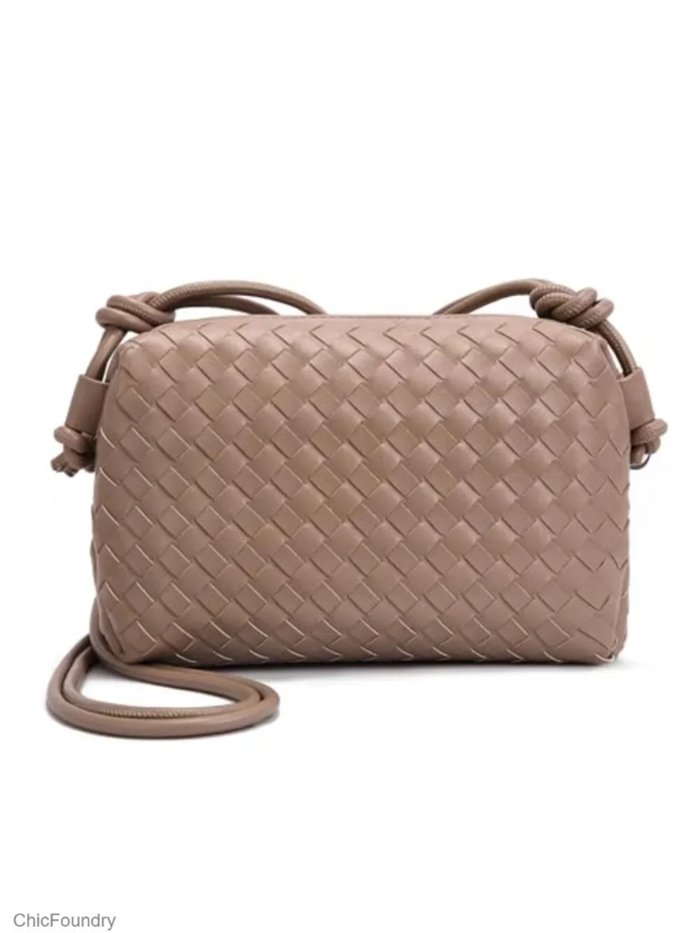 Handwoven Vegan Leather Crossbody Bag with Zipper, Lightweight, Daily Use Purse