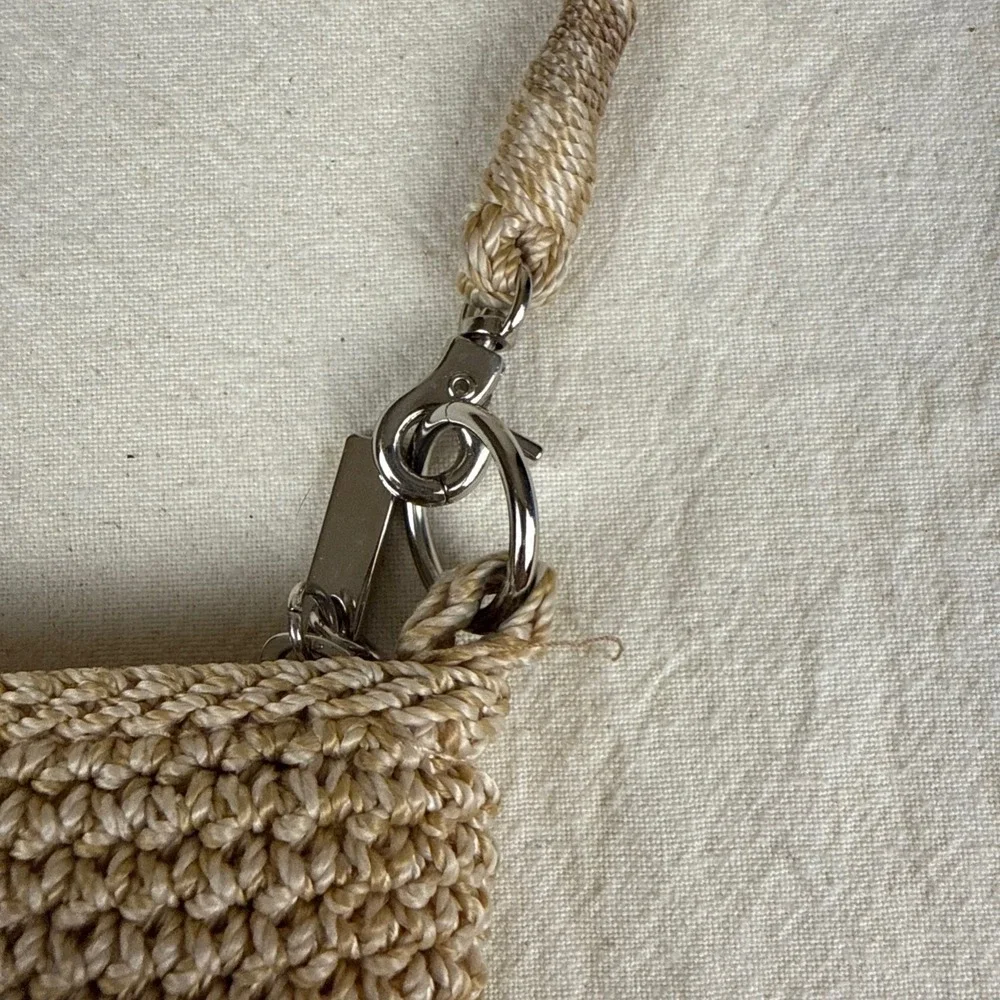 The Sak Crochet Crossbody Bag Womens Medium Beige Indie Ombre Boho Tassel Purse