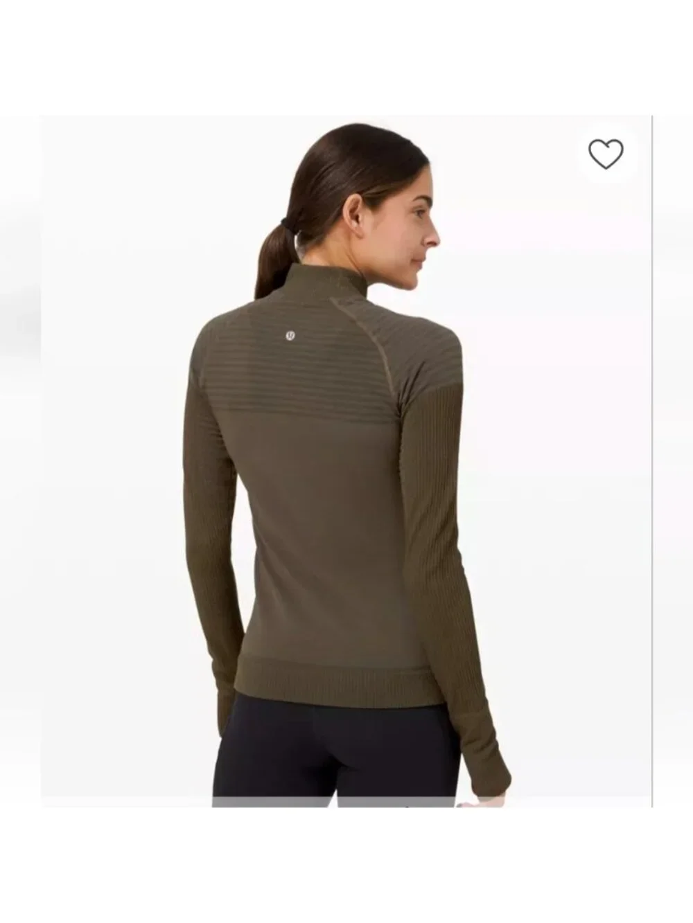 Lululemon Keep the Heat Half Zip Wool Blend Olive Green