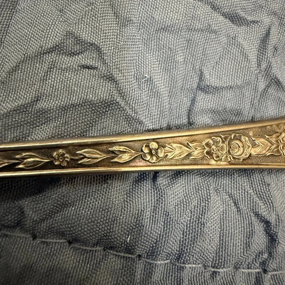 Vintage Mildred Quality Silver Plate Iced Tea Spoon Floral Rose Pattern 7.5 Inch