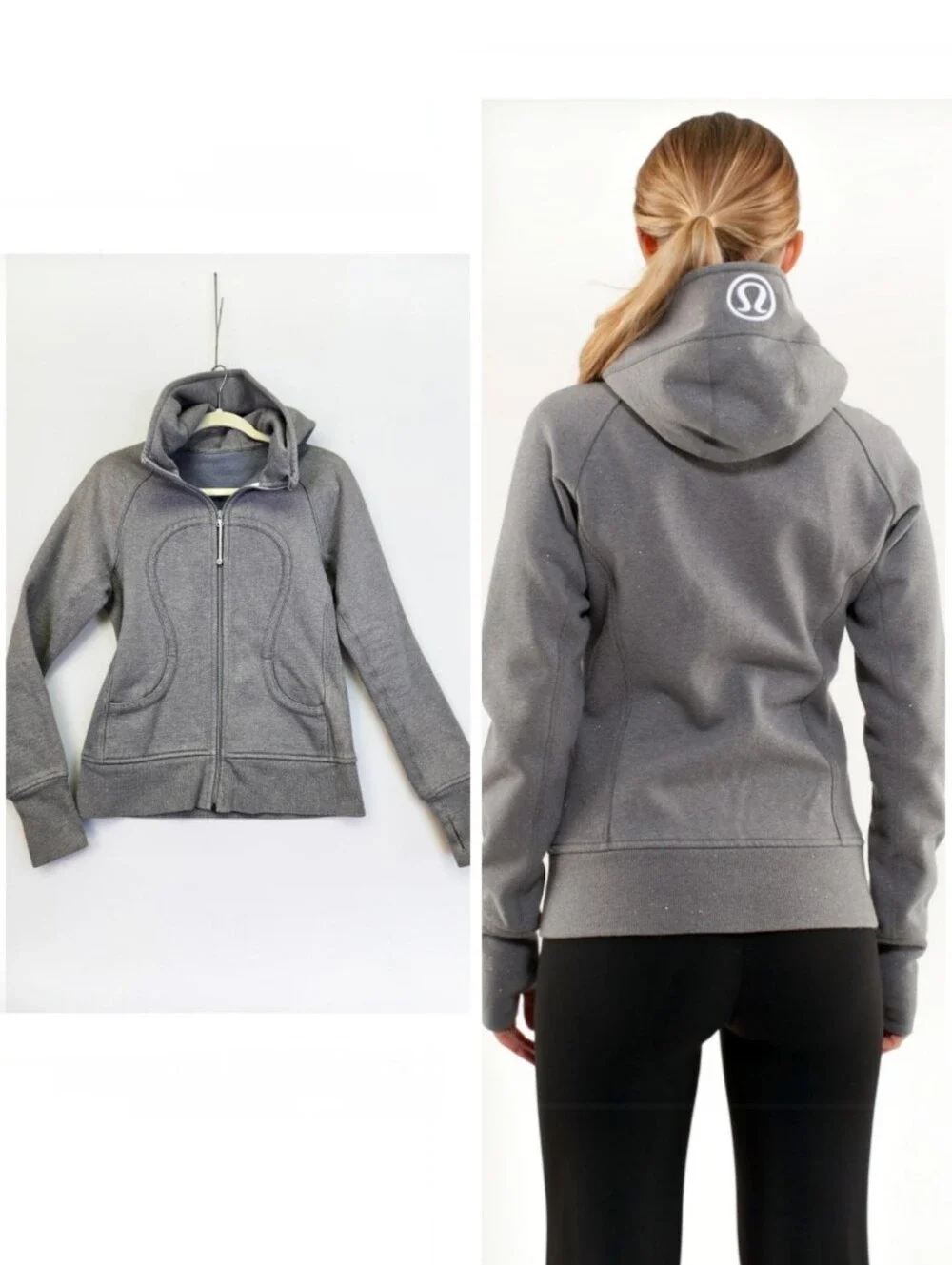 Lululemon Scuba Jacket Full Zip Hoodie Size 8 Grey Sparkle