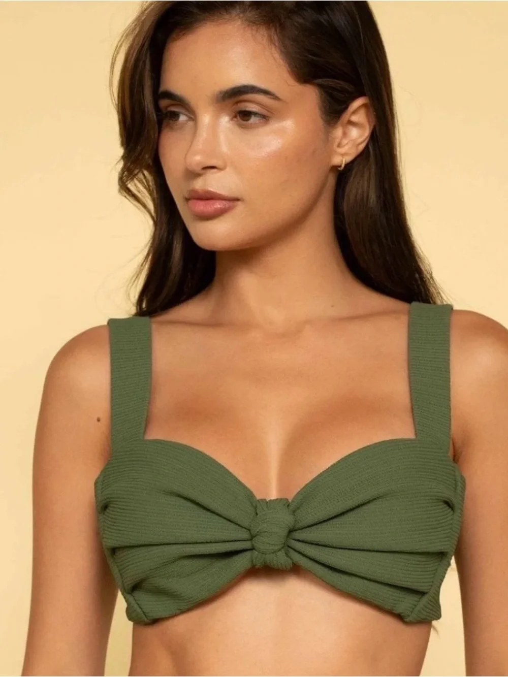 Montce Olive Micro Scrunch Hayden Bikini Top Size M NWT
