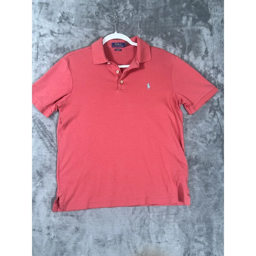 Polo Ralph Lauren Mens Classic Fit Polo Shirt Salmon Pink Small Short Sleeve