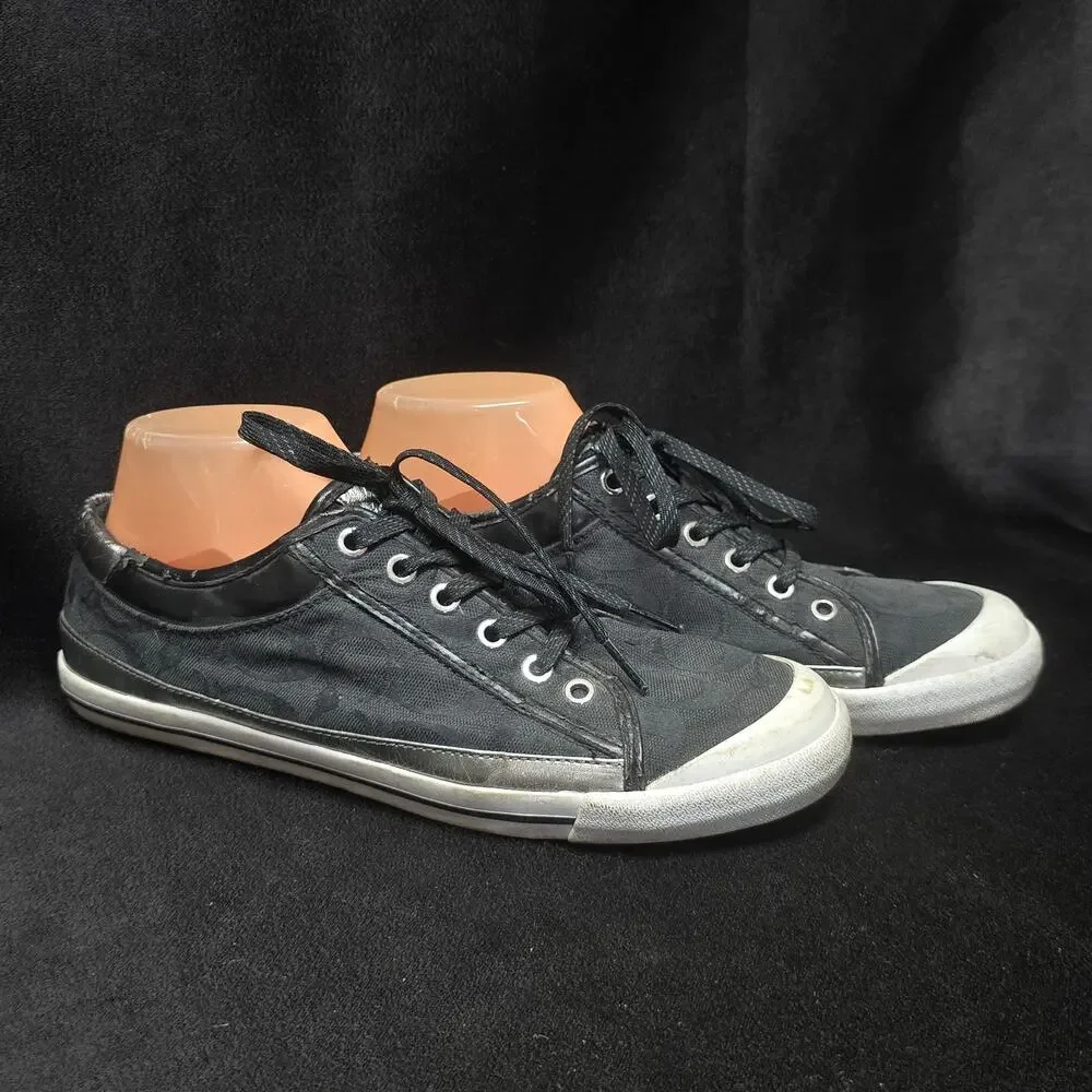 Coach Felix Black Low Top Canvas Lace Up Sneakers Shoes