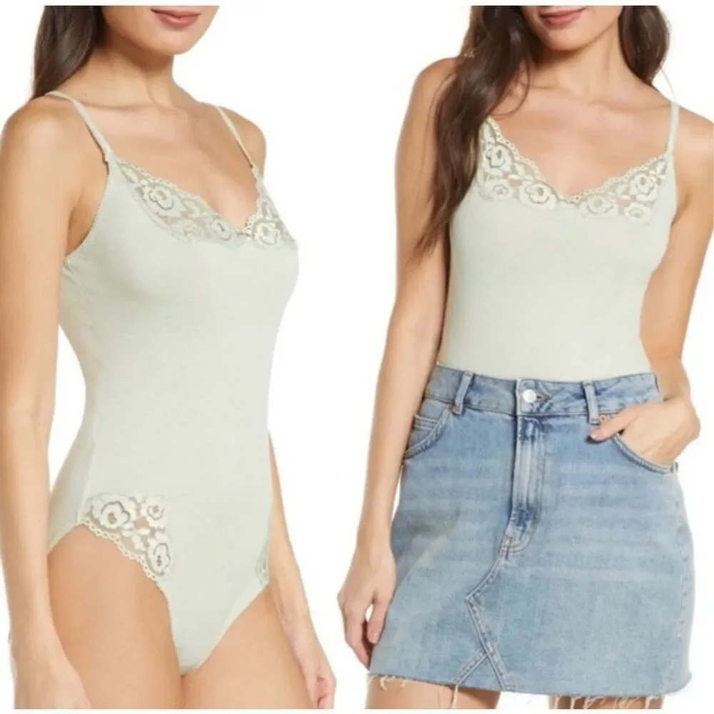 Free People Lace Trim Bodysuit