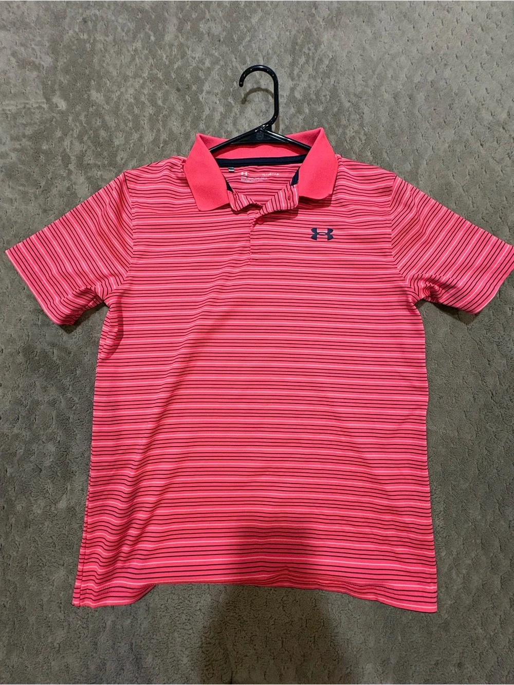 Under Armour Coral Pink Striped Performance Polo