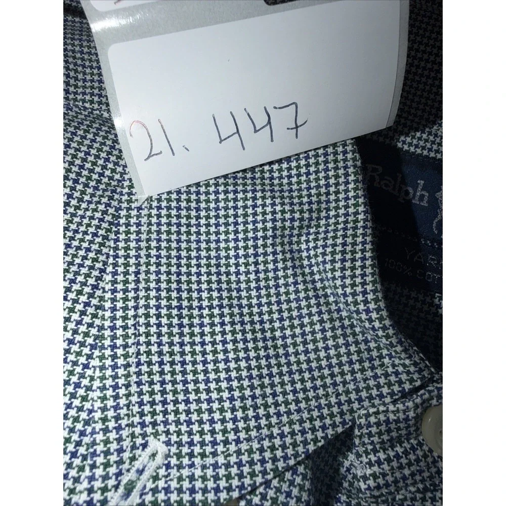 Ralph Lauren Yarmouth Shirt Mens Sz 15 Blue Green Geometric Button Down Oxford