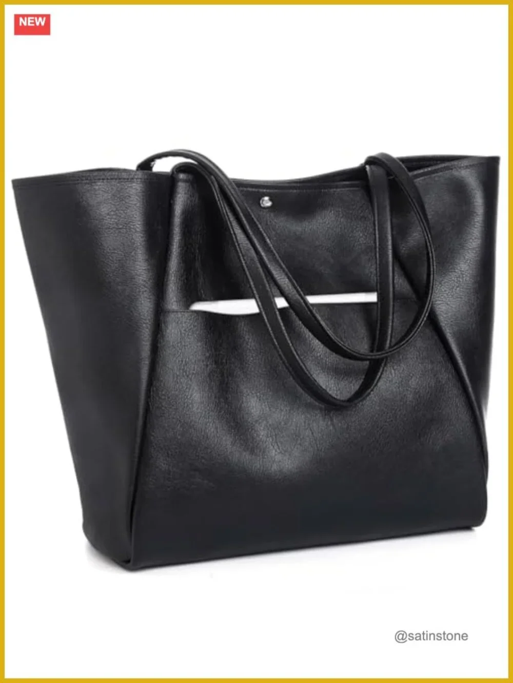 Large Vegan Leather Tote Bag Work Travel 25L Women Handbag Weekender