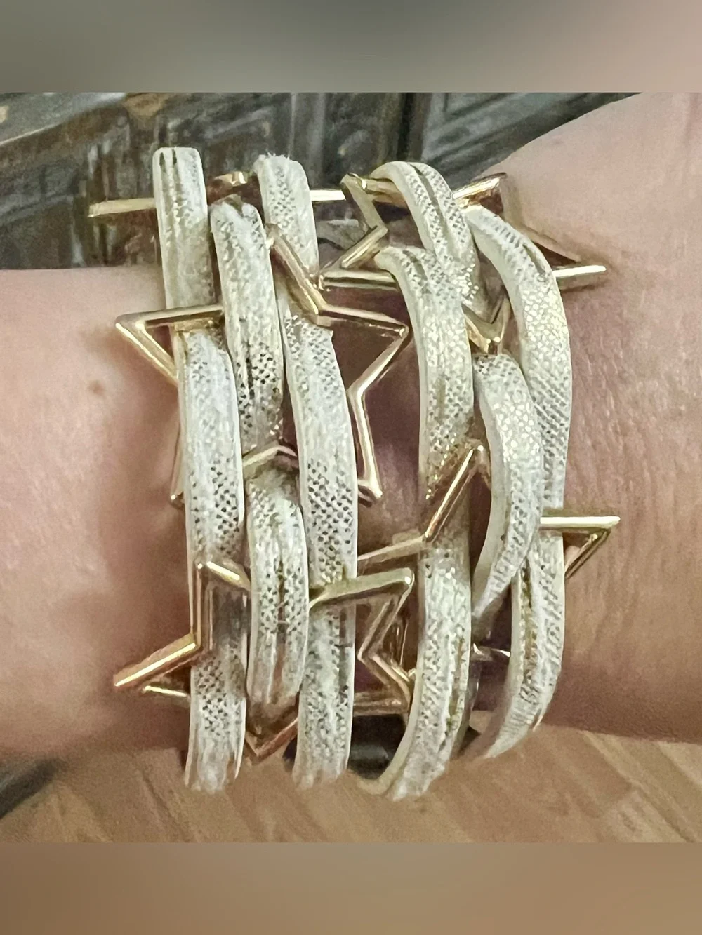 BEST Boho Bracelet EVER -Gold Star Faux Leather Wrap Bracelet - Magnetic Closure