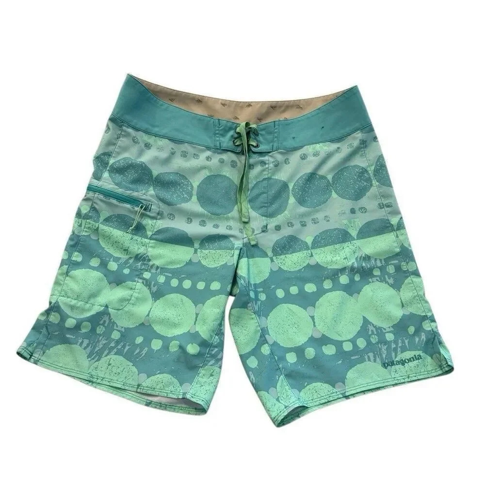 Patagonia Men's Stretch Planing Board Short Size 32 Green Blue 9