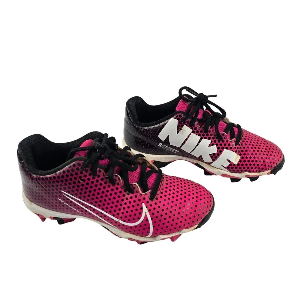 Nike Hyperdiamond 4 Keystone‎ Softball Cleats Kids 4.5Y Pink Black Low Top