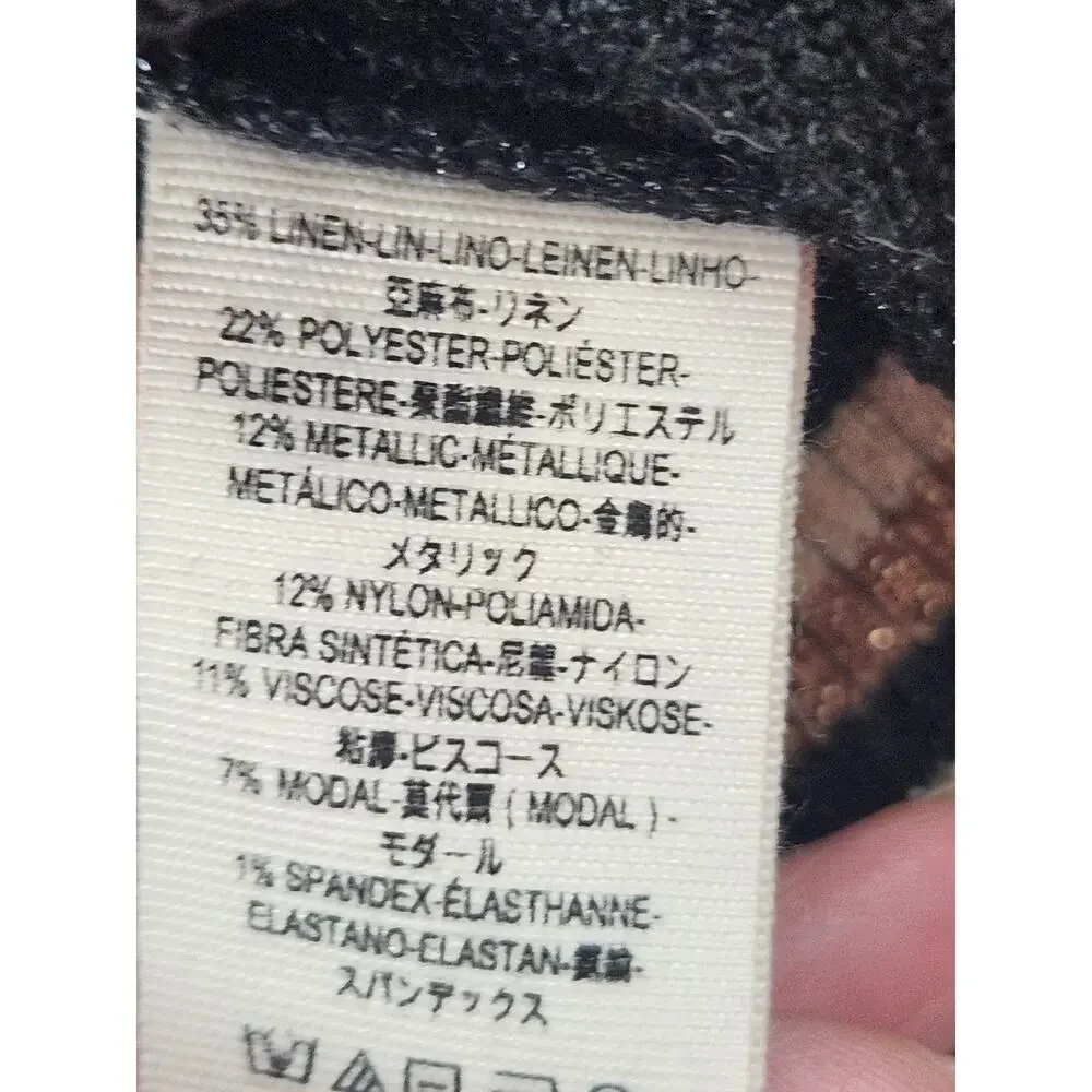 Free People gold dust plunging v-neck color block pullover sweater sz large crop