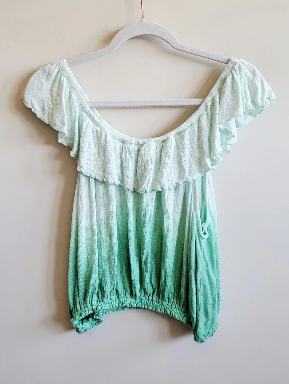Free People Cora‎ Lee Tie Dye Off-the-Shoulder Top Green Ombre