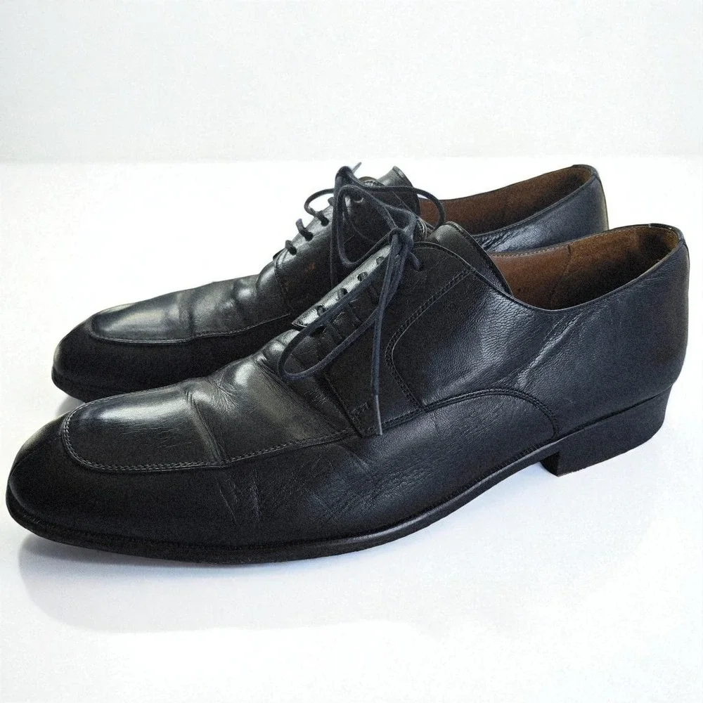 Magnanni Mens‎ Black Leather Lace Up Oxfords Dress Shoes EU 43.5 US 10 M Spain