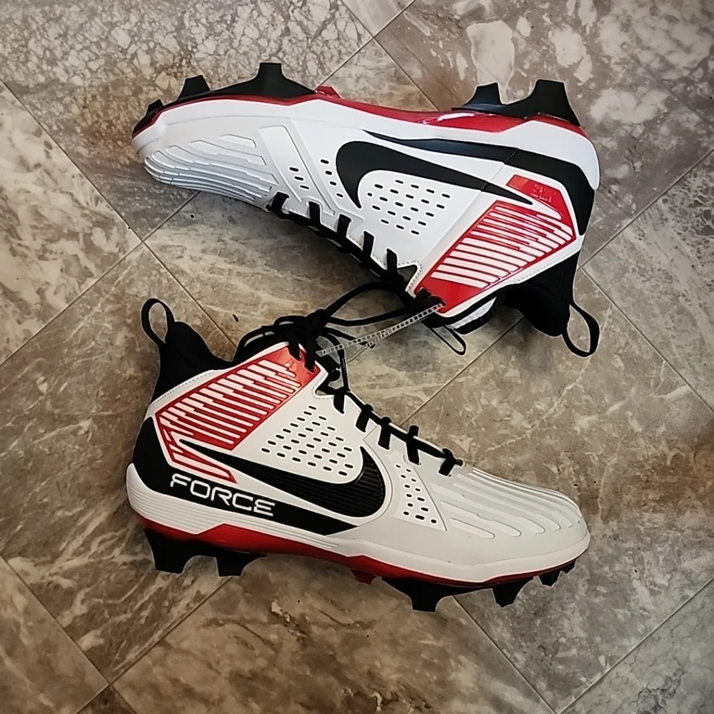 Men’s Size 11.5 Nike Force Savage Pro 3 Football Cleats White Black Red …