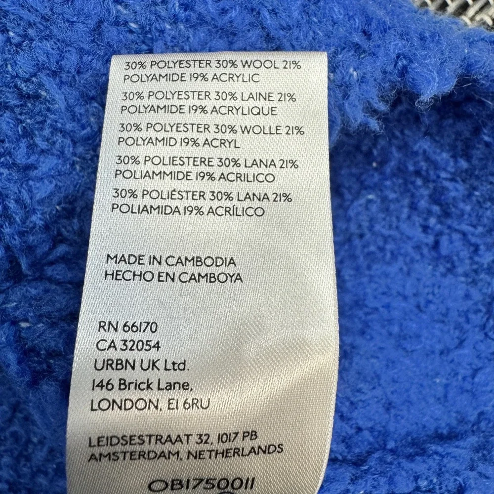 Free People Teddy Sweater Women's Small Blue Mock Neck Boucle‎ Pullover Knit