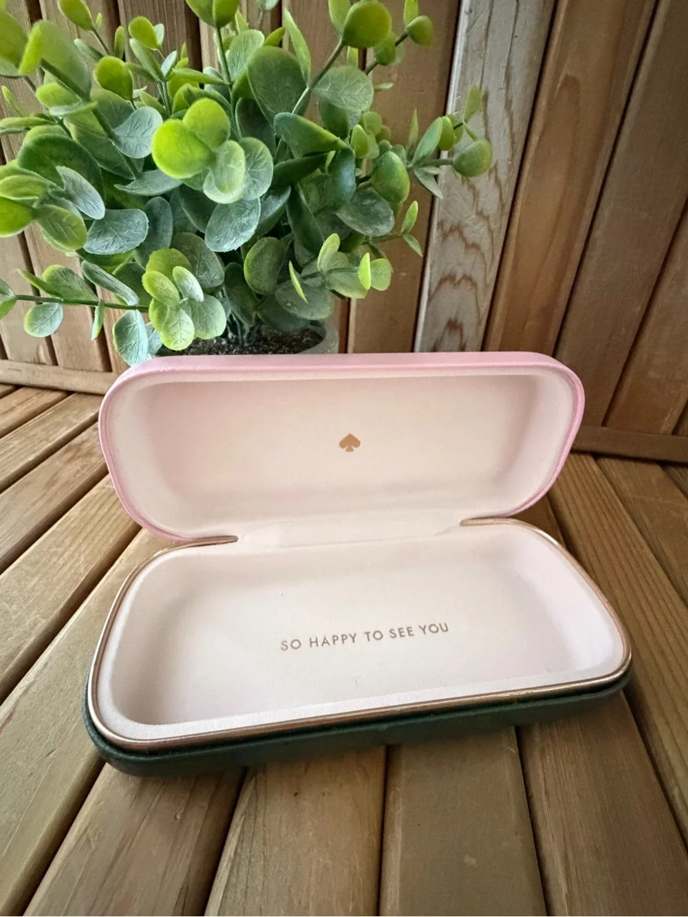 Kate Spade Eyewear Case, Colorblock, Green with Blush Pink Interior