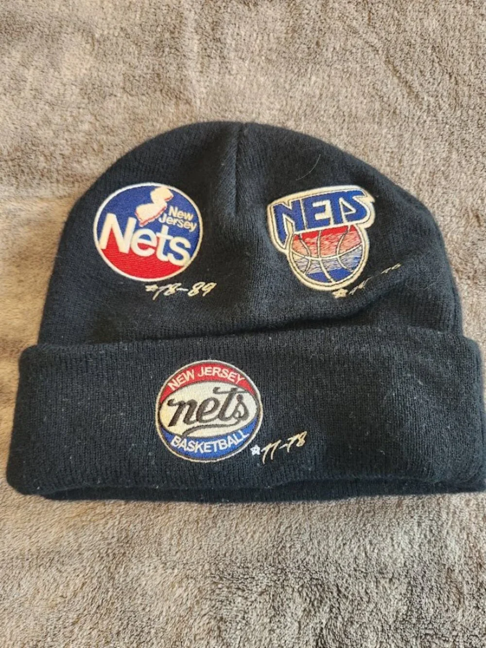 Mitchell & Ness New Jersey Nets Hardwood Classics Cuffed Knit Beanie Hat 2021