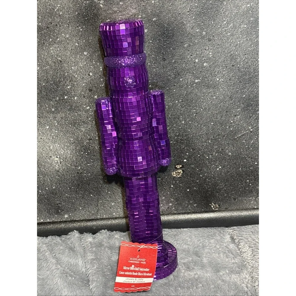 NWT Mirror Disco Ball NutCracker Ashland Purple Free Standing Decor Christmas