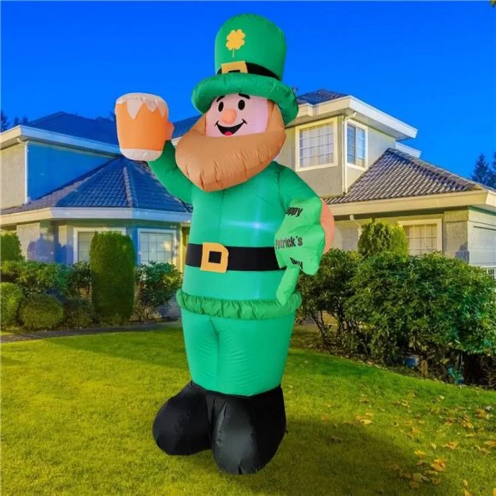 8 Foot St Patricks Day Inflatable Leprechaun Decorations Outdoor with‎ LED Light