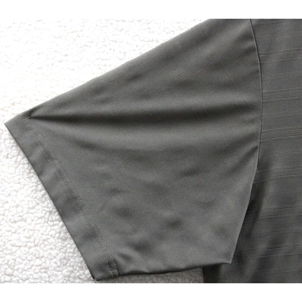 Adidas Golf Mens Polo Shirt‎ Gray Stripe Short Sleeve Performance Size L