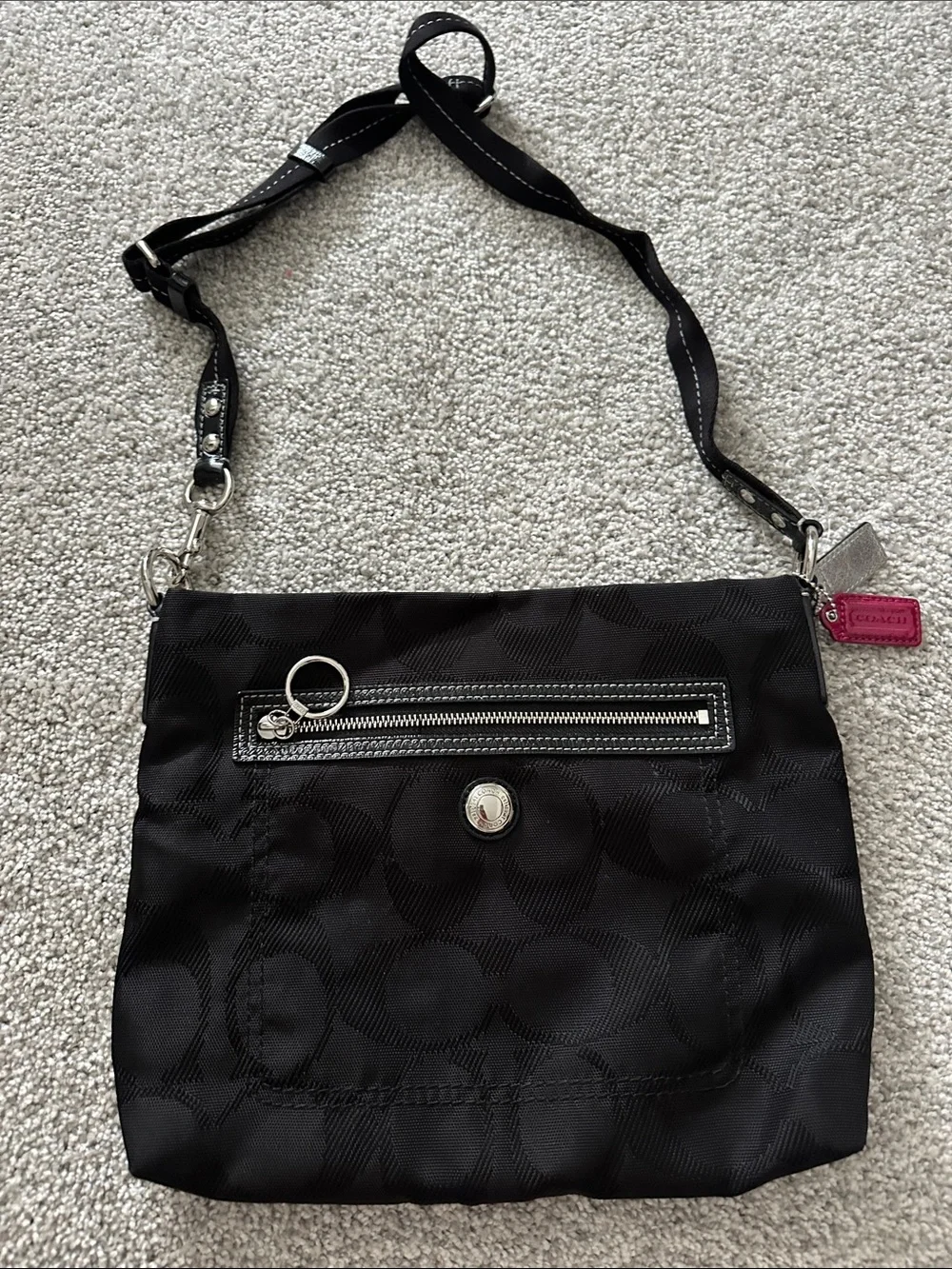 Coach Black Shoulder Crossbody Bag with Front Zip Pocket