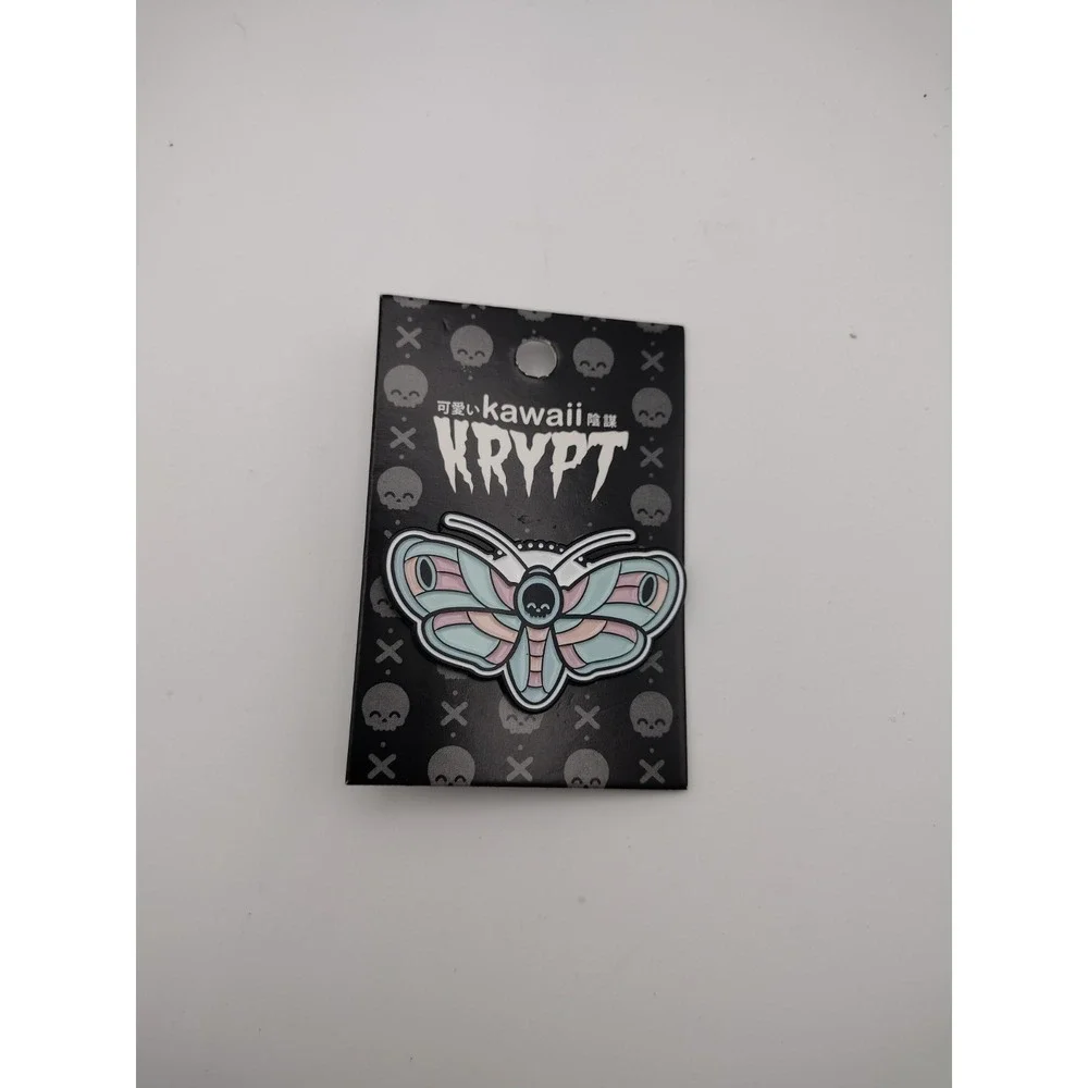 New In Package WHATEVER!  * KAWAII KRYPT * Pink Blue MOTH Enamel‎ Pin