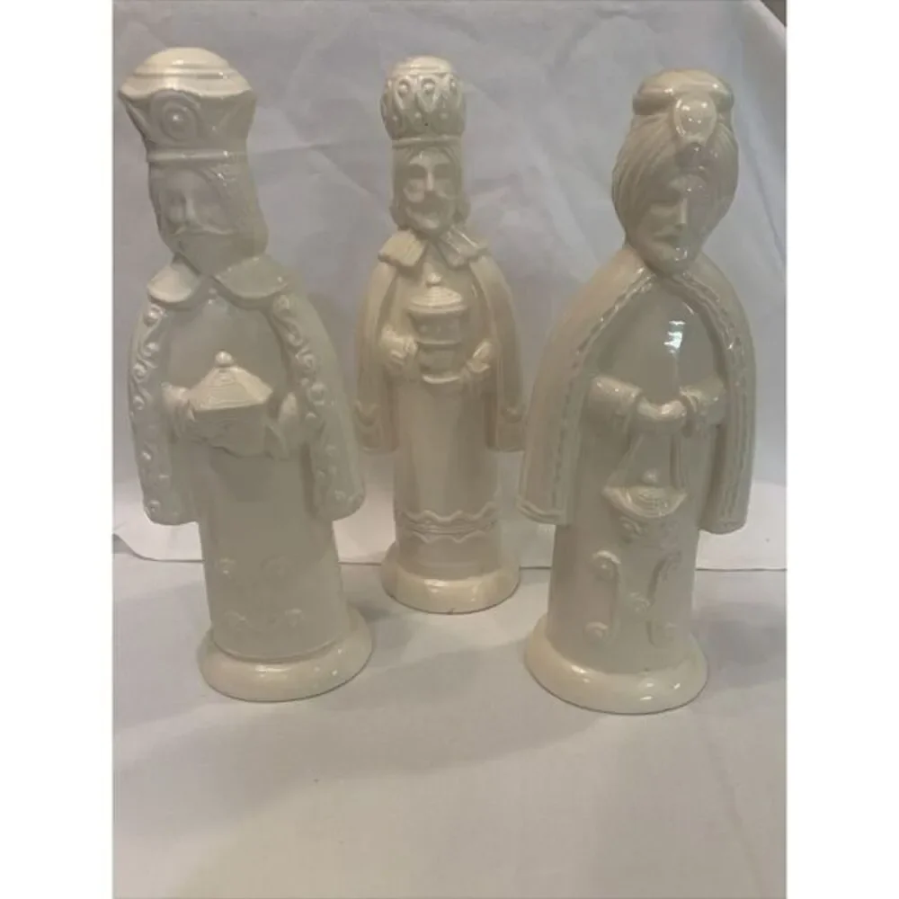 Three Wise Men Set of‎ 3 Ceramic Ivory Glazed Figures Christmas Decor MCM 11-10