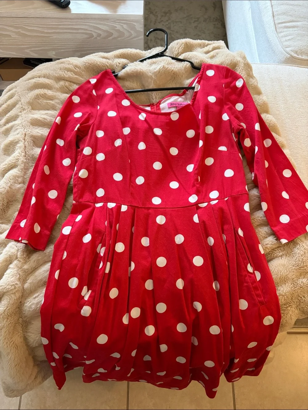 Betsey Johnson Red and White Polka Dot Fit-and-Flare Dress