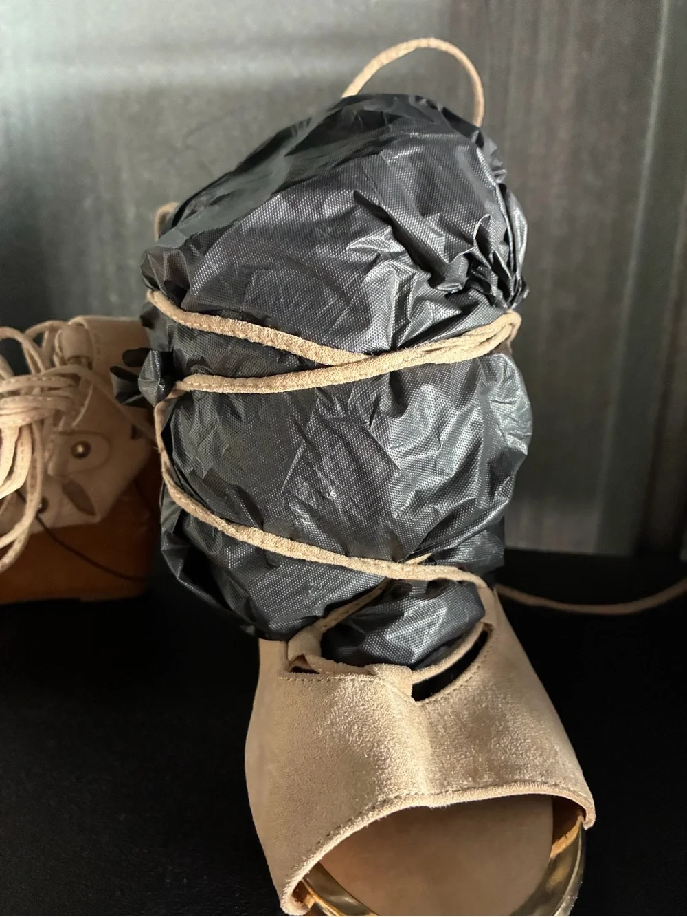 N/A beige suede