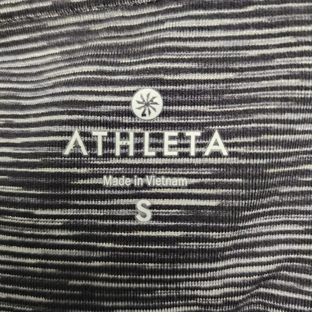 ATHLETA Energy Chaturanga Crop Legging Space Dye Black Gray Stripe Small
